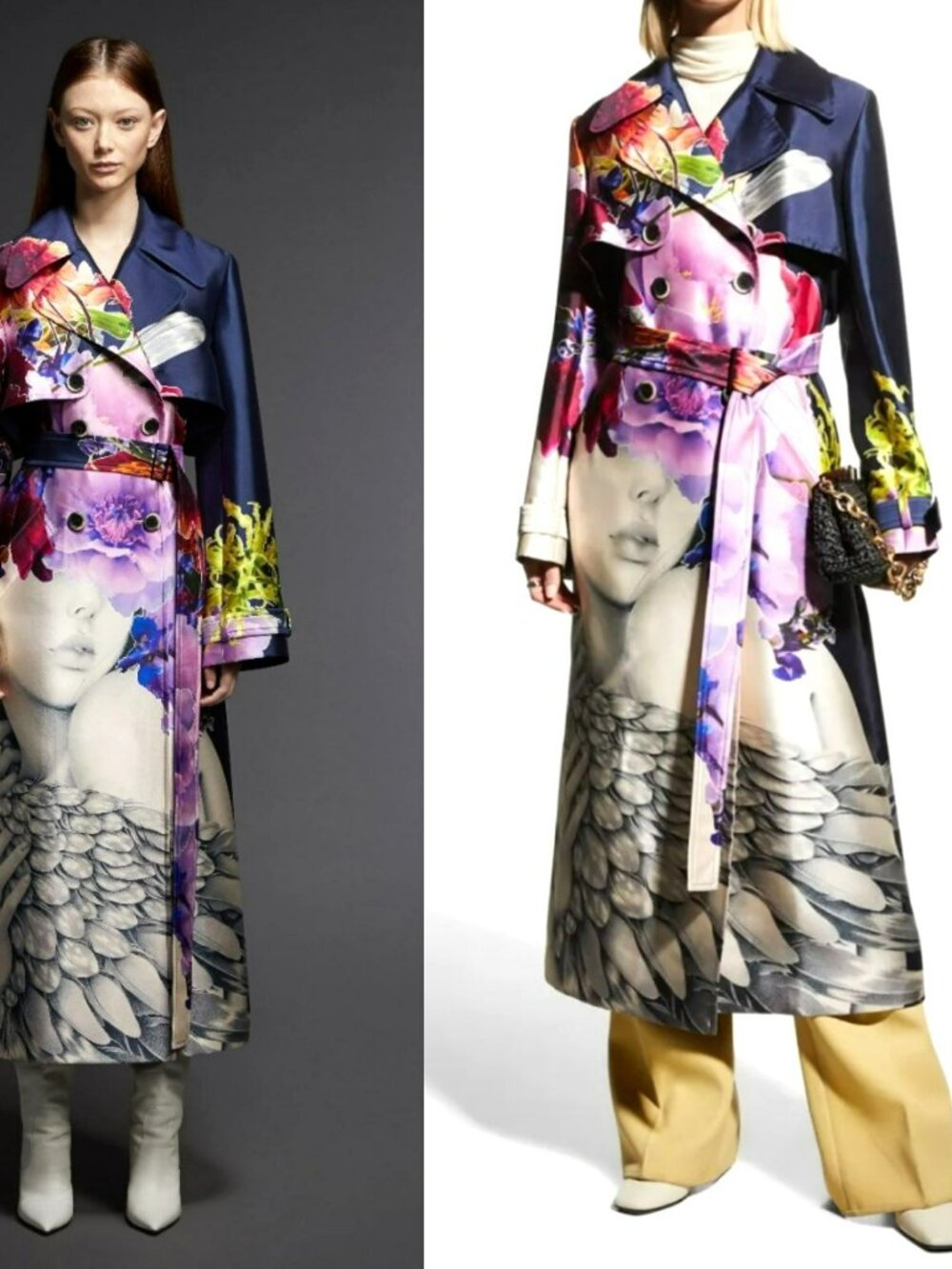 Jason Wu $4995 Rainbow Silk Trench Coat Maximalist Art to Wear Spring Unique - Picture 3 of 16